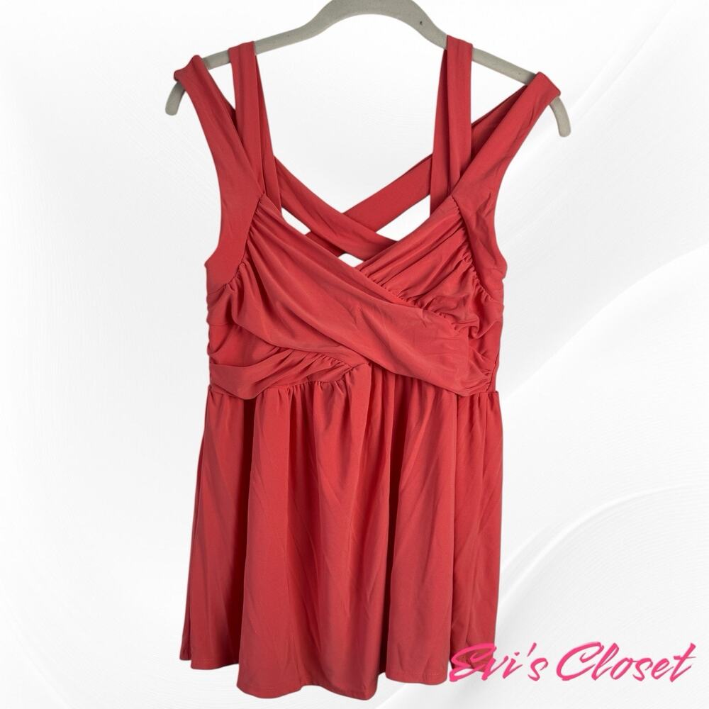 Torrid Coral Stretchy Open Cage Front Sleeveless Top Sz 0 US Sz 12 NWT